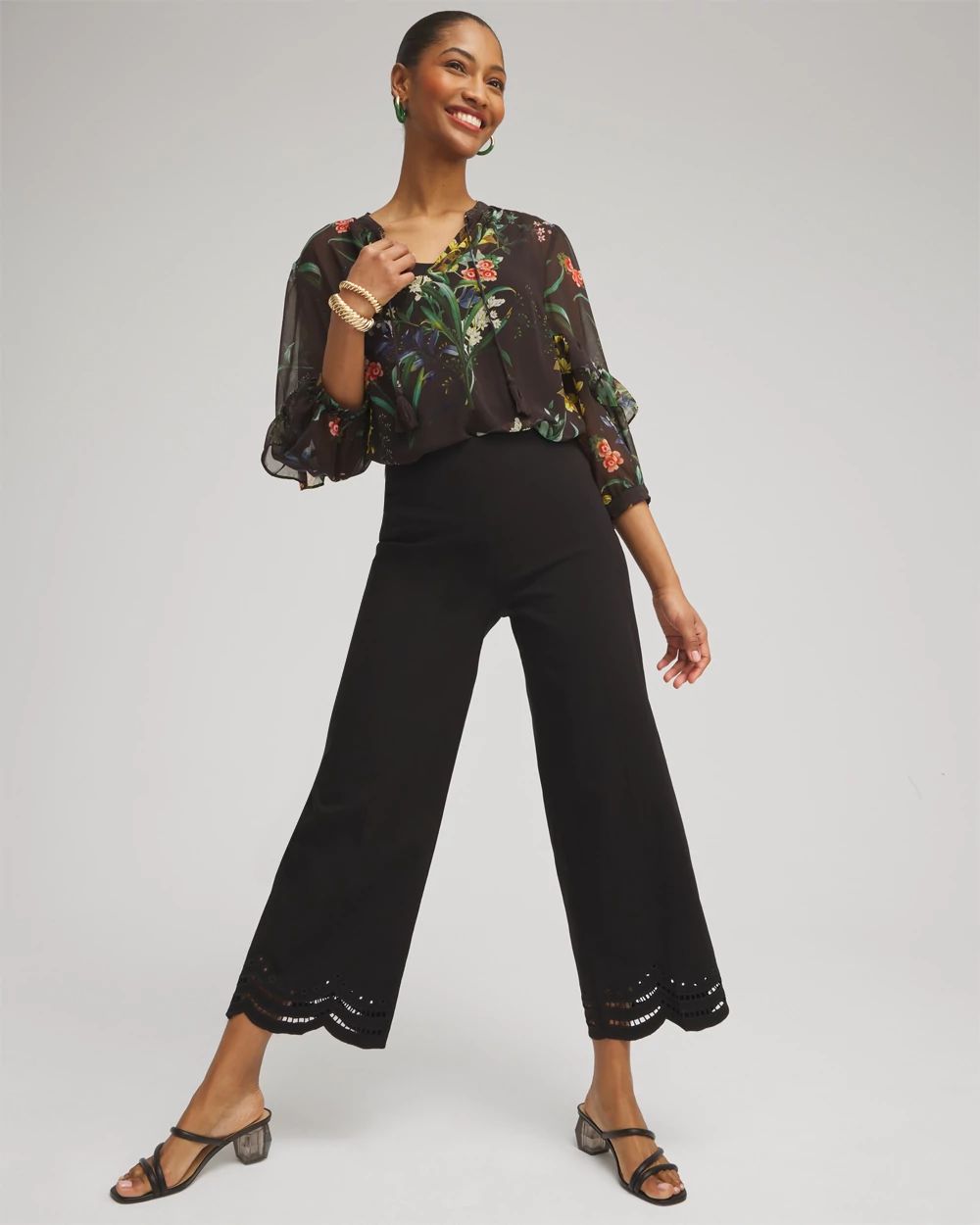 Juliet Eyelet Hem Culotte Pants | Chico's